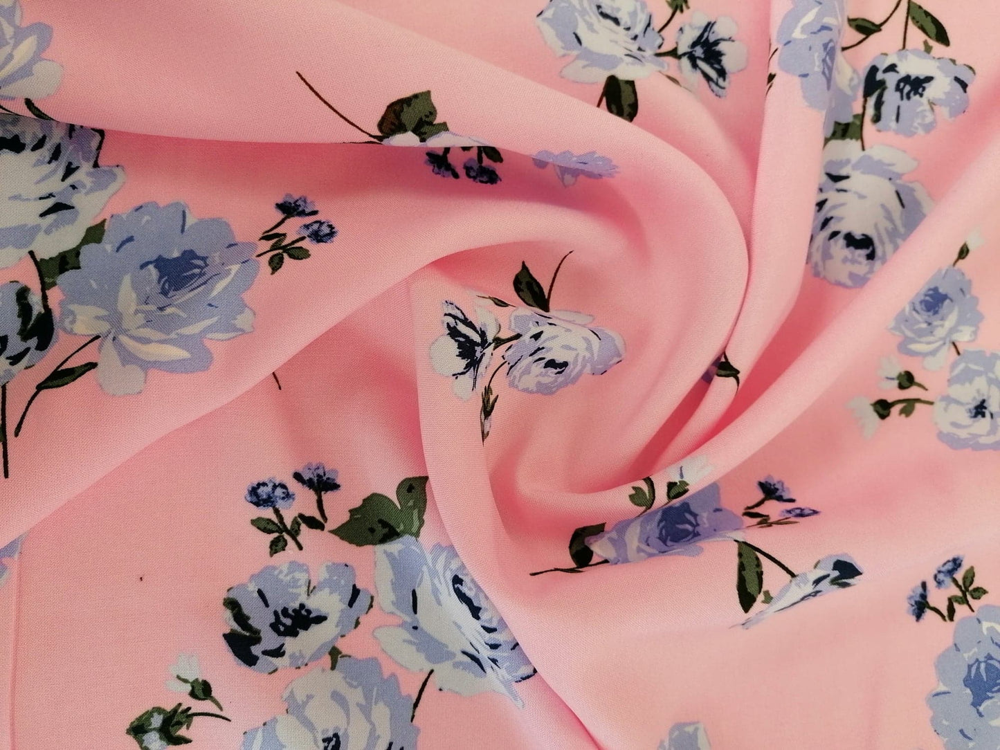 Viscose - Floral - Pink/Lilac/Blue - 53" Wide - Sold By the Metre