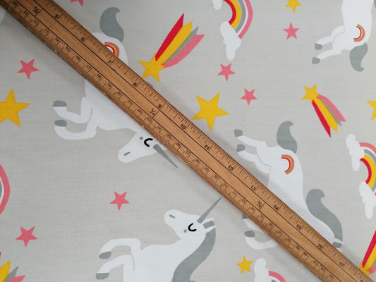 100% Organic Cotton - Grey/White/Yellow - 45" Wide - Sold By The Metre