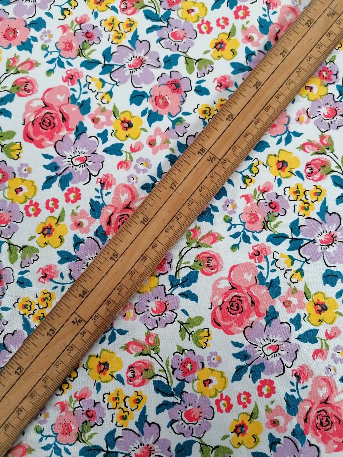 100% Organic Cotton - Pink/White/Yellow/Lilac - 45" Wide - Sold By The Metre