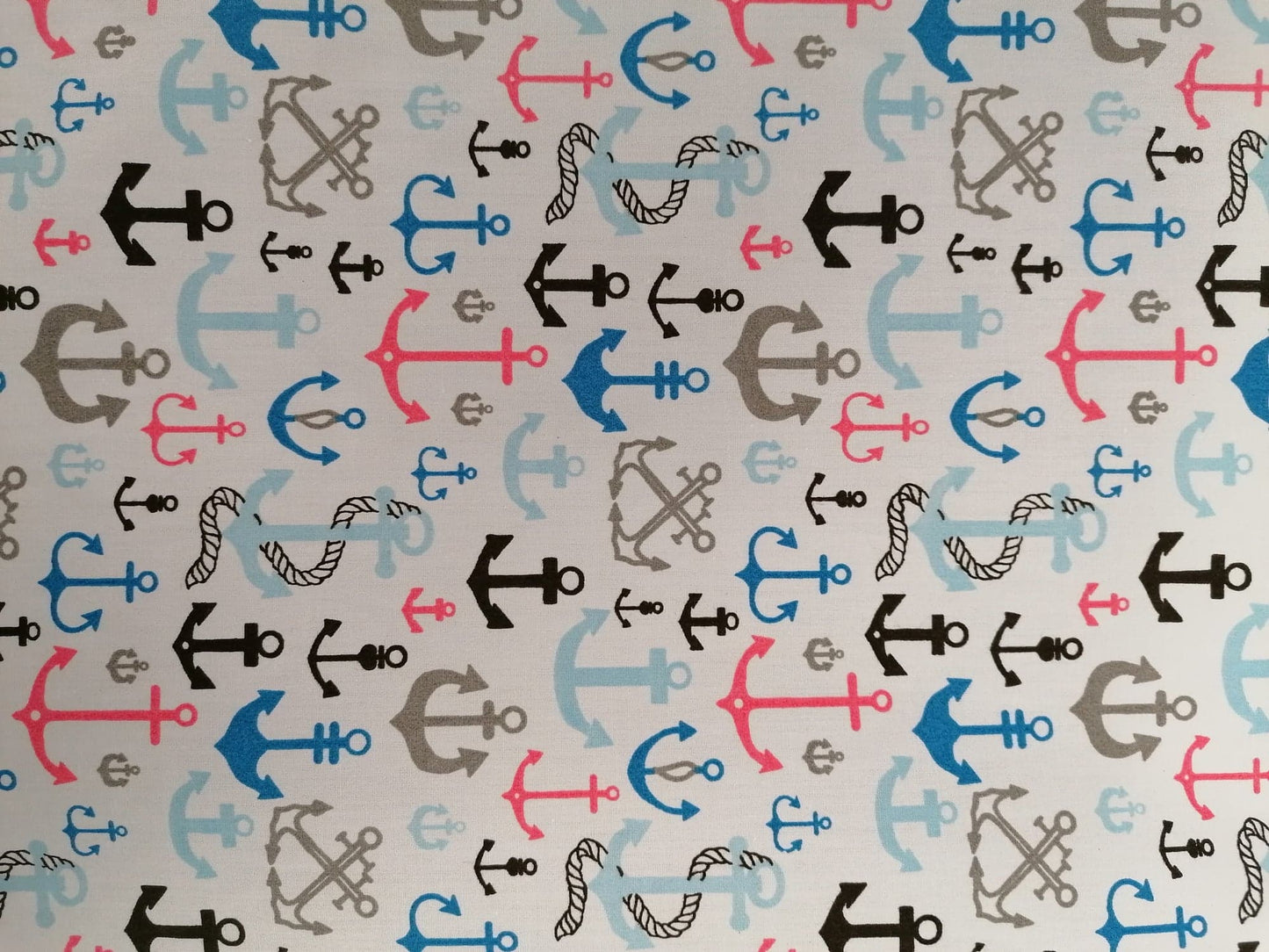 100% Organic Cotton - White/Pink/Blue - 45" Wide - Sold By The Metre