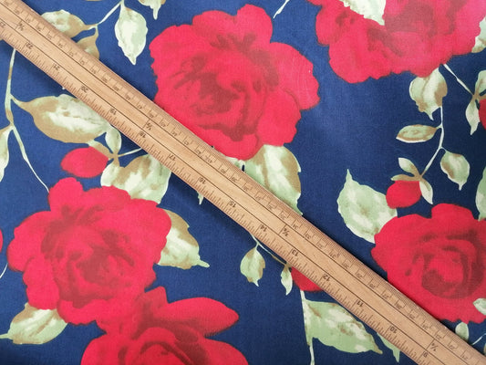 100% Organic Cotton - Red/Navy/Green - 45" Wide - Sold By The Metre