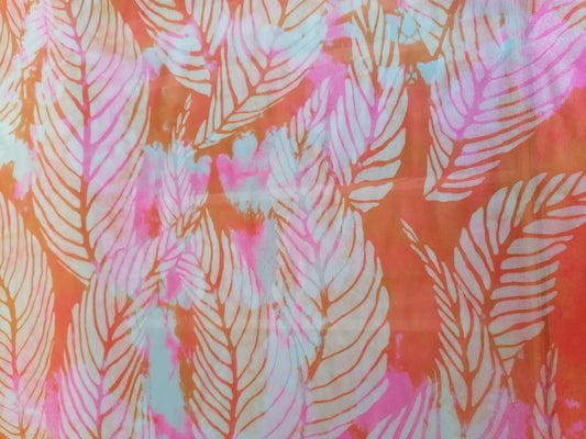 Chiffon Print - White/Orange/Pink - 58" Wide - Sold By The Metre