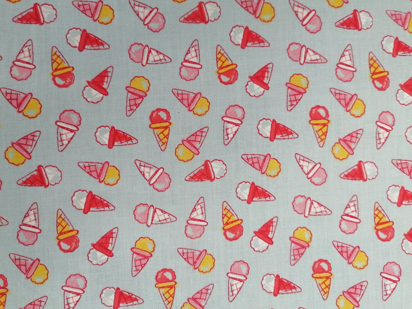 100% Cotton - Ice Creams - Blue/Red/Yellow/Pink - 45" Wide - Sold By The Metre