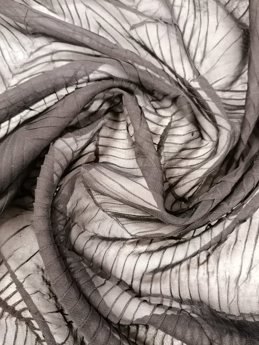 Chiffon Pleated Design - Black - 52" Wide - Sold By the Metre - legend textiles