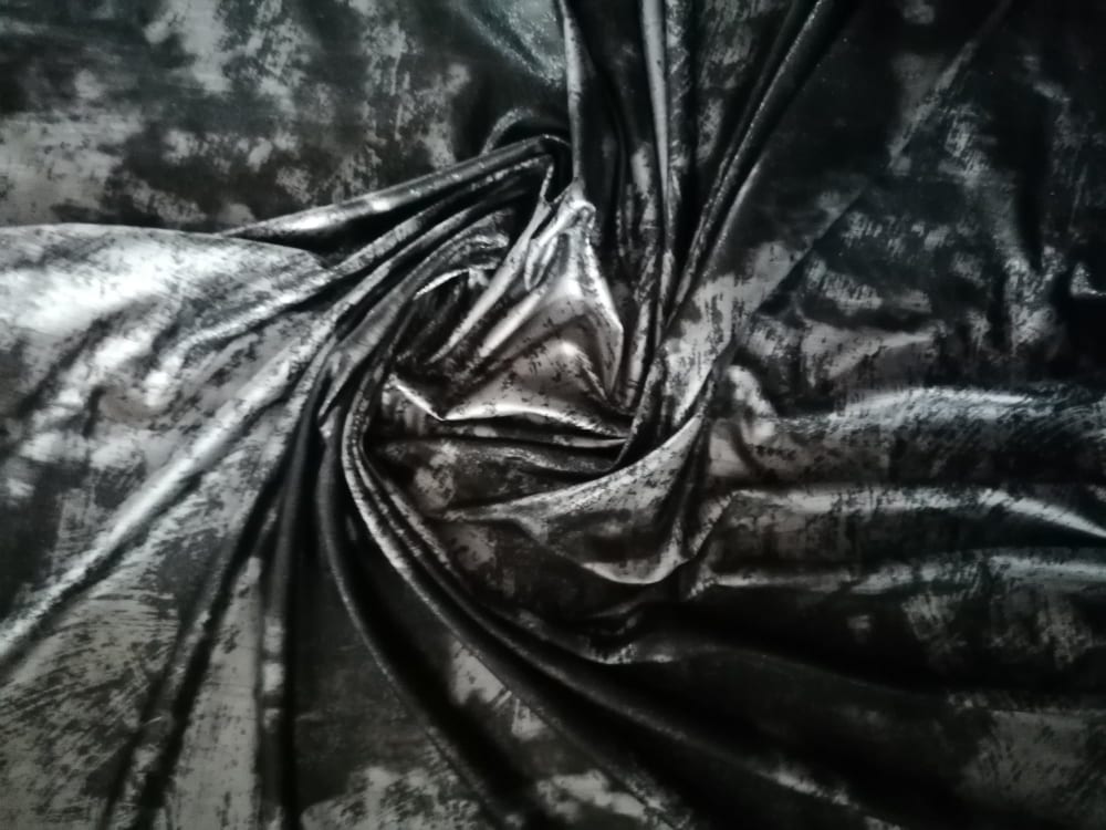Marble Print - Poly Lycra - Silver/Black - 55" Wide - Sold By the Metre - legend textiles