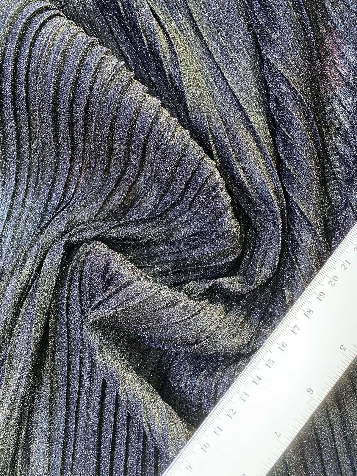 Black Metallic Big Pleat Fabric with Lycra - 60" Wide, £2.99 per Metre