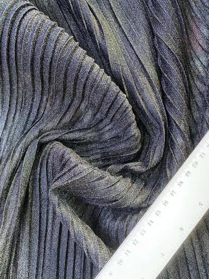 Black Metallic Big Pleat Fabric with Lycra - 60" Wide, £2.99 per Metre