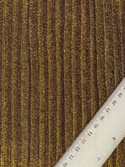 Gold Metallic Big Pleat Fabric with Lycra - 60" Wide, £2.99 per Metre