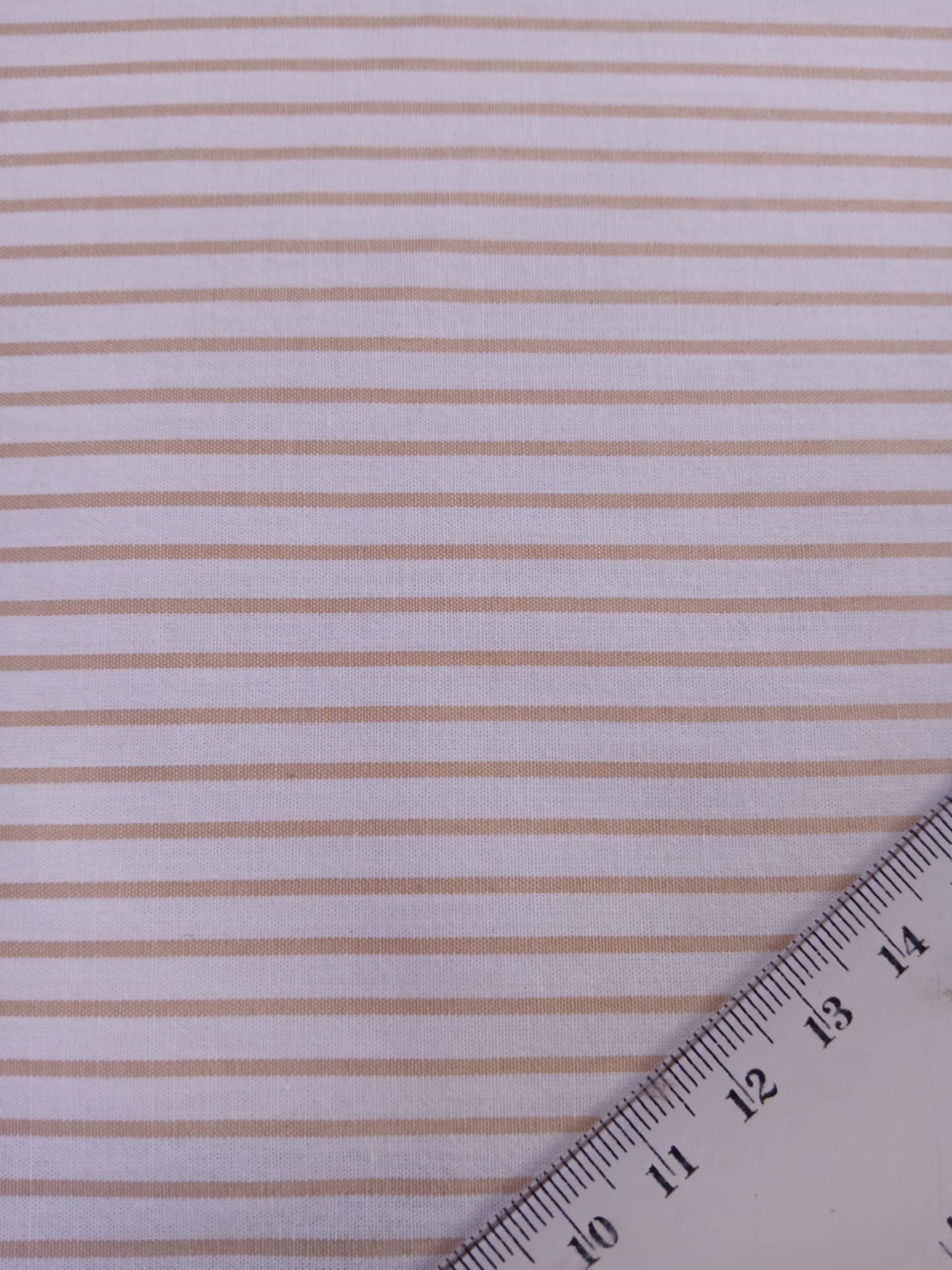 River Island - Poly Cotton 40/60 - Stripe - Beige/White - 57" Wide - Sold By The Metre