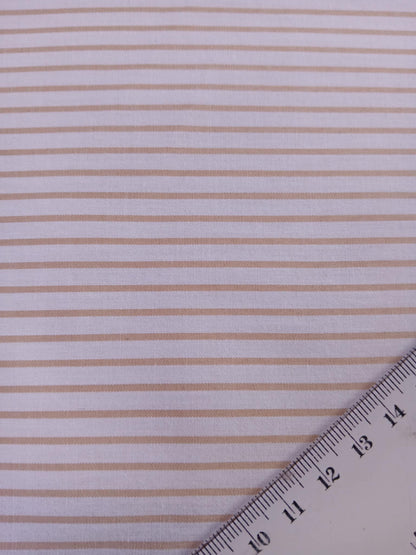 River Island - Poly Cotton 40/60 - Stripe - Beige/White - 57" Wide - Sold By The Metre