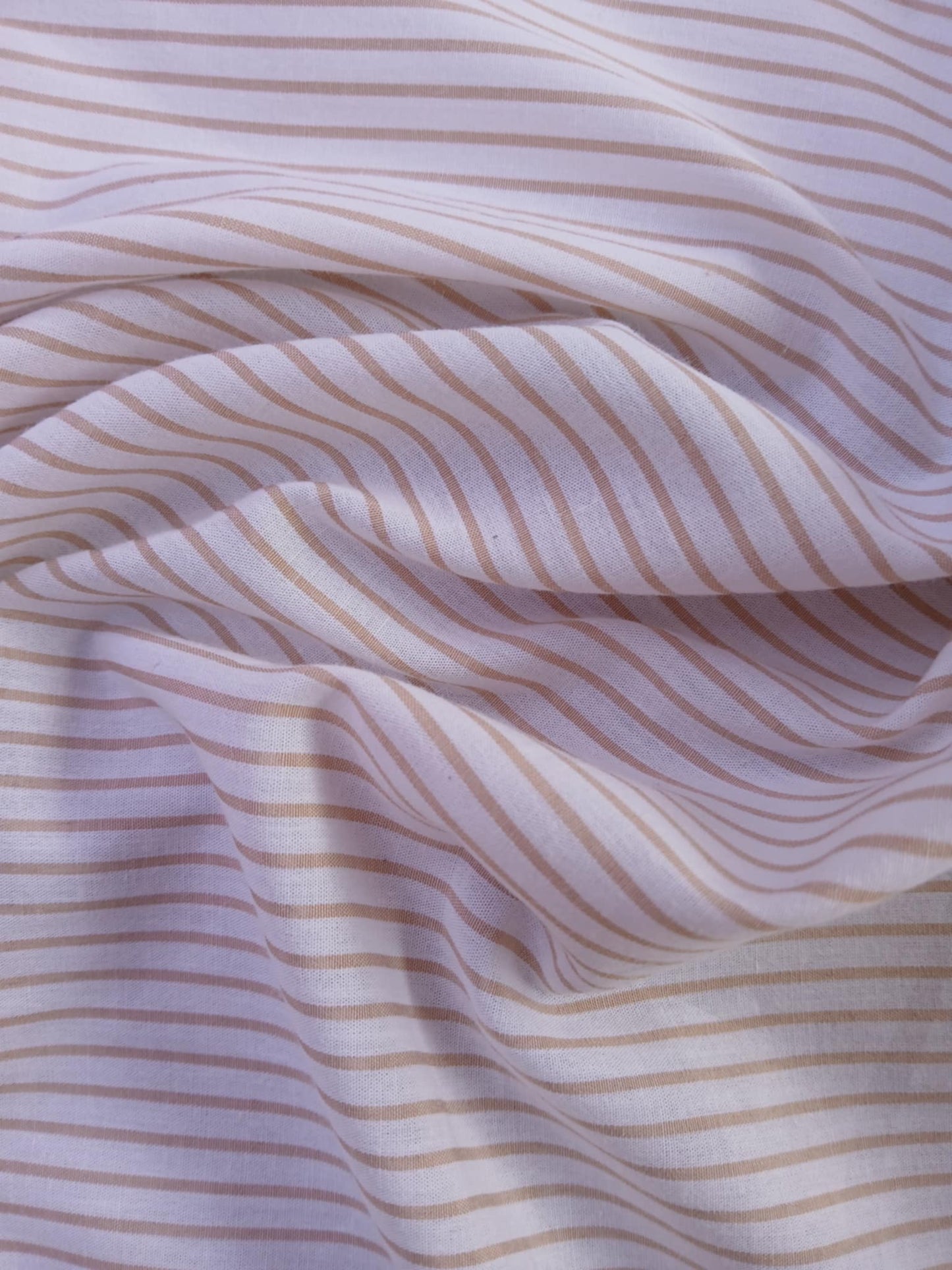River Island - Poly Cotton 40/60 - Stripe - Beige/White - 57" Wide - Sold By The Metre