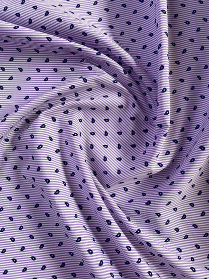 Poly Cotton - Stripe - Lilac/Navy - 58" Wide - Sold By The Metre