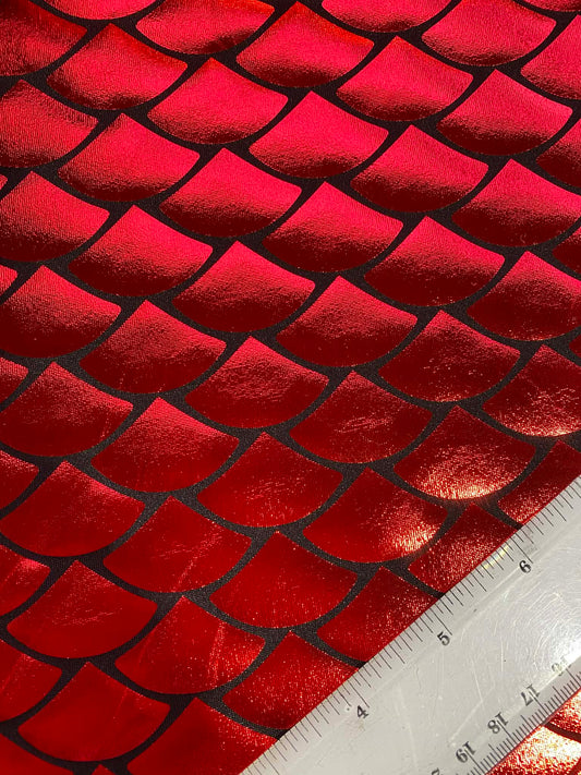 Fish Scale 92% Polyester 8% Elastane - Red - 58"Wide - Sold By The Metre