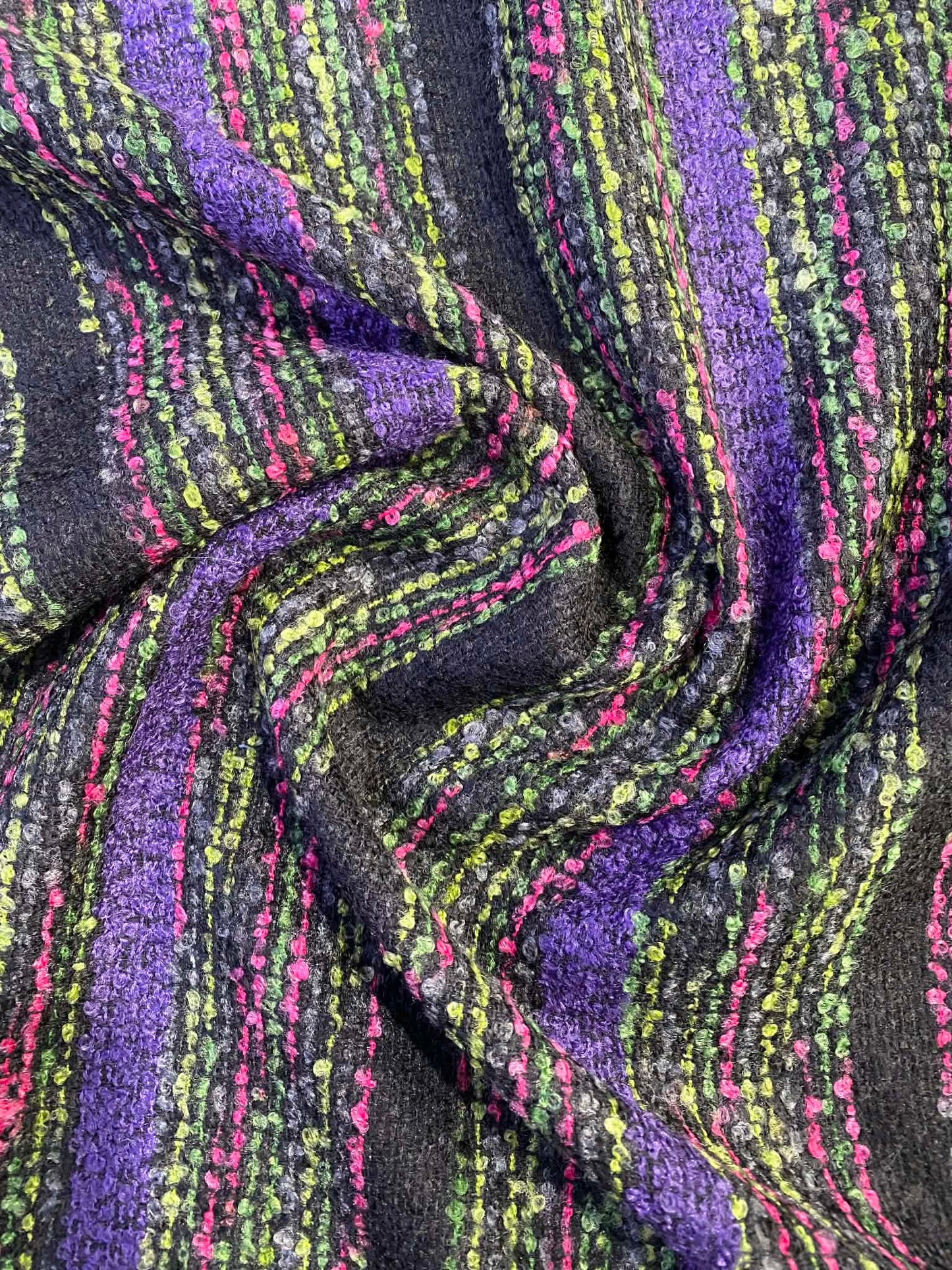 Boucle - Purple/Pink/Lime/Black - 60"Wide - Sold By The Metre