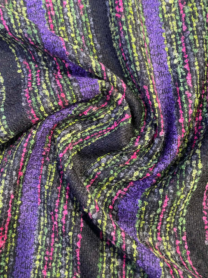 Boucle - Purple/Pink/Lime/Black - 60"Wide - Sold By The Metre