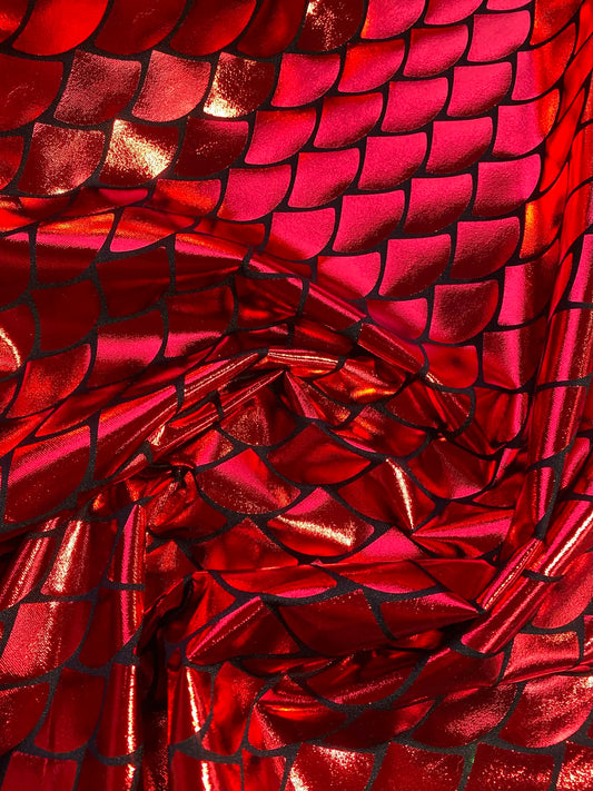 Fish Scale 92% Polyester 8% Elastane - Red - 58"Wide - Sold By The Metre