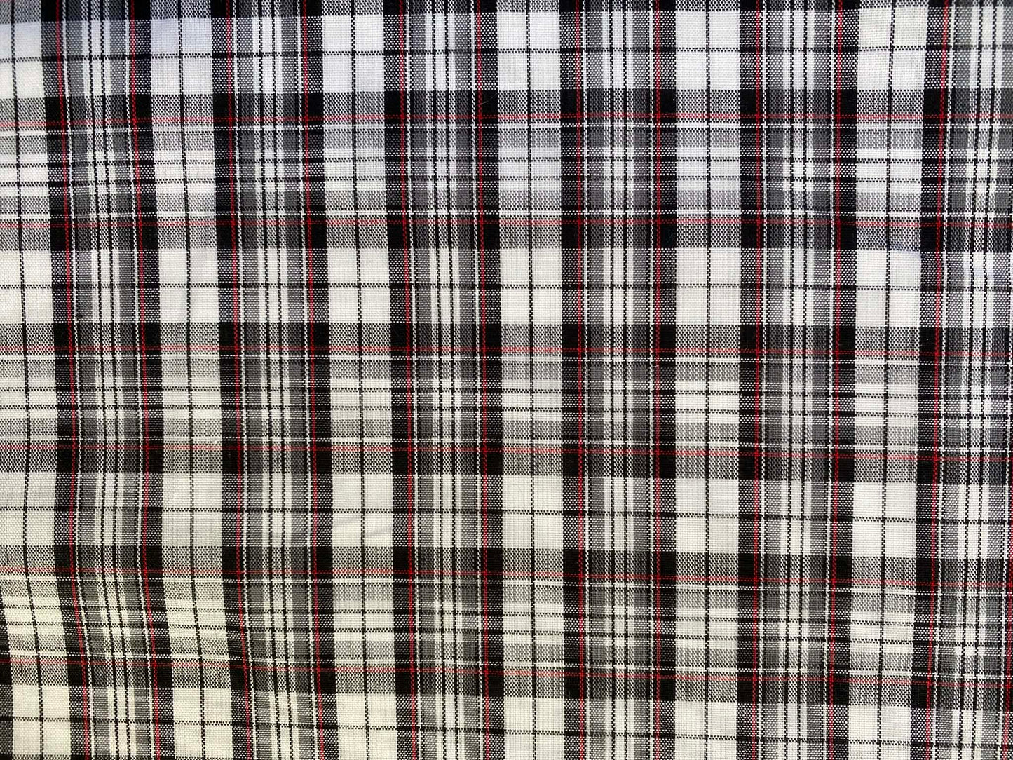 100% Cotton Tartan - Black/White/Red - 59"Wide - Sold By The Metre