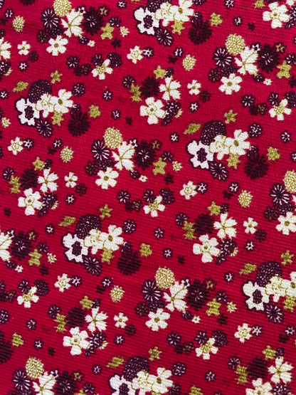 Printed Needlecord 100% Cotton - Pink/Green/Plum/White - 44"Wide - Sold By The Metre