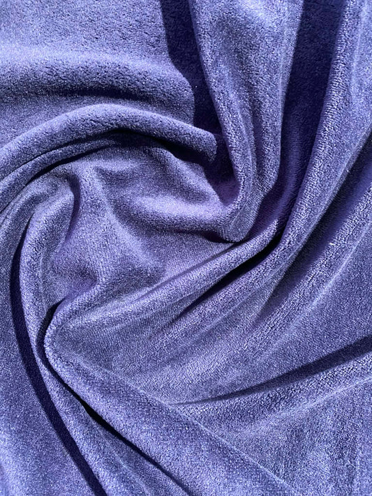 Terry Velour - Navy - 64"Wide - Sold By The Metre