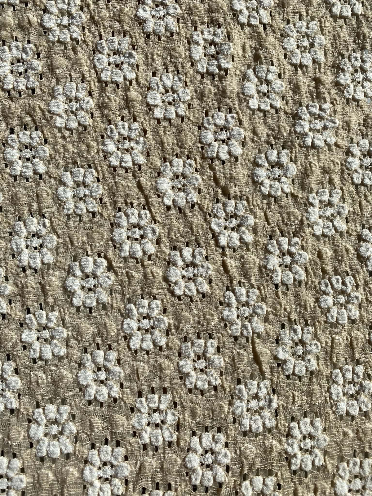 50% Nylon 45% Cotton 5% Spandex - Beige/White - Clover Designs - 52" Wide