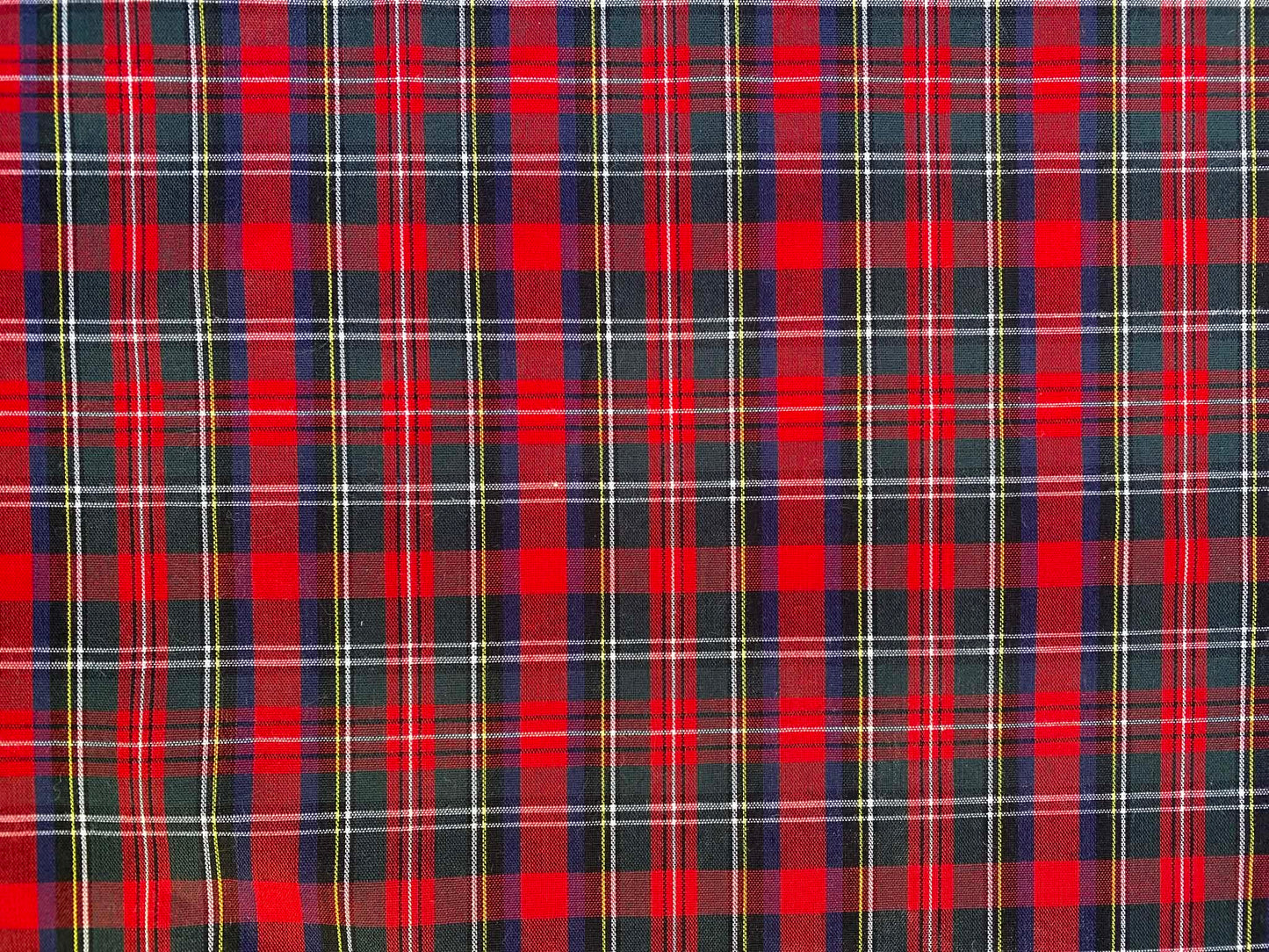 100% Cotton Tartan - Red/Green/Blue/Yellow/White - 59"Wide - Sold By The Metre