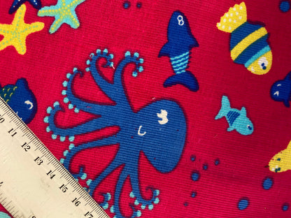 Printed Needlecord 100% Cotton - Pink/Blue/Yellow - 44"Wide - Sold By The Metre