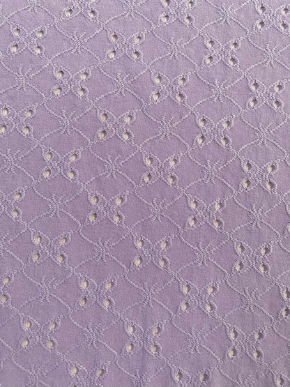 Poly Lycra - Broderie Anglaise - Lilac - 62"Wide - Sold By The Metre