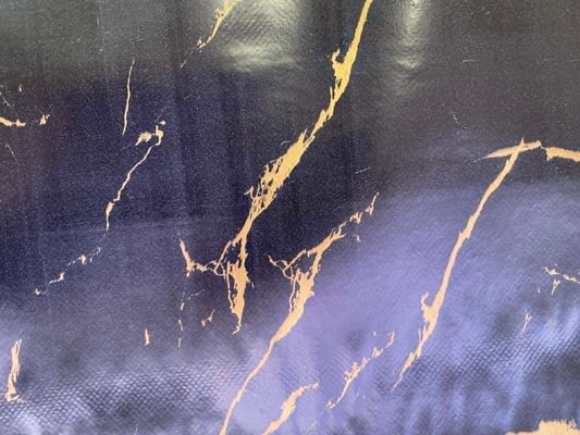 Black & Gold Marble Effect PU Table Covering - 55" Wide - Luxury Wipe Clean Protector - £1.99/m