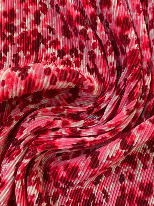 Plisse - Red/Pink/Cream - 59" Wide - Sold By The Metre