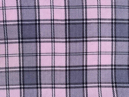 Poly Viscose - Check - Baby Pink/Black/Grey - 57"Wide - Sold By The Metre