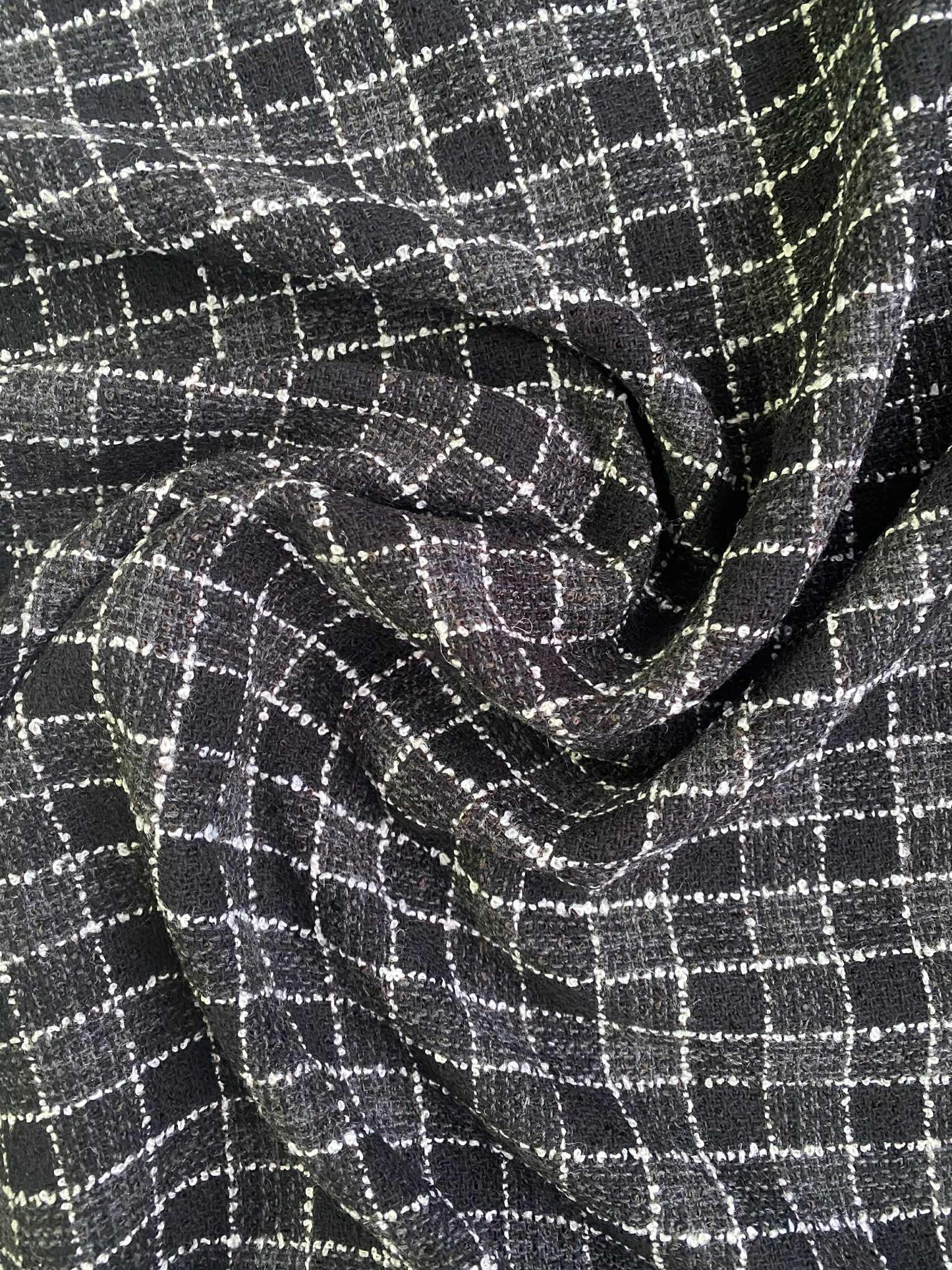 Poly Boucle - Black/Grey/White - 60"Wide - Sold By The Metre