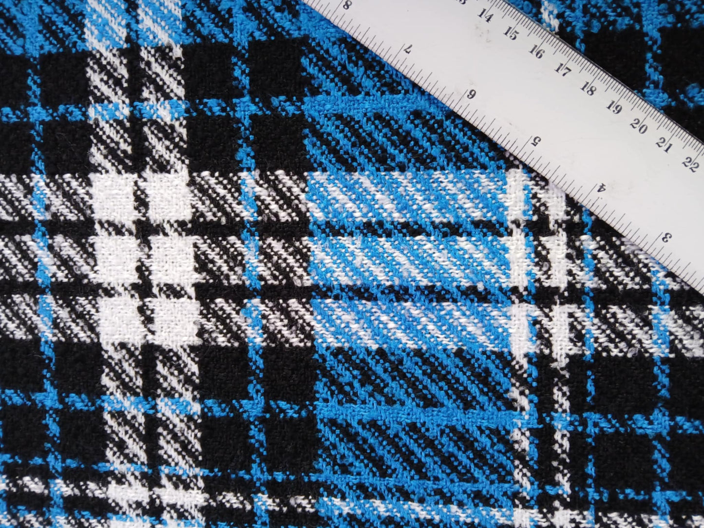 River Island - Boucle - Electric Blue/Black/White - 59" Wide - Sold By The Metre