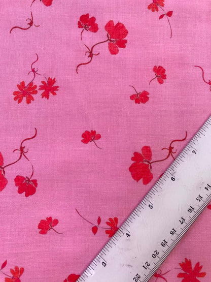 Pink & Red Floral Cotton Print Fabric – 57" Wide (£2.99/m)