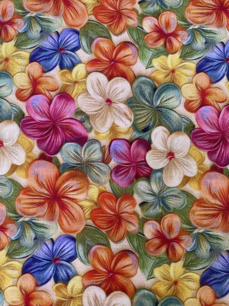 100% Cotton - Orange/Green/Pink/Cream - 44" Wide - Sold By The Metre