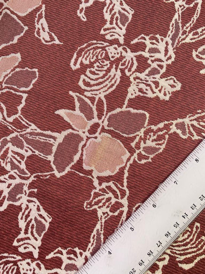 Brocade - Rust/Peach/Cream - 63" Wide - Sold By The Metre
