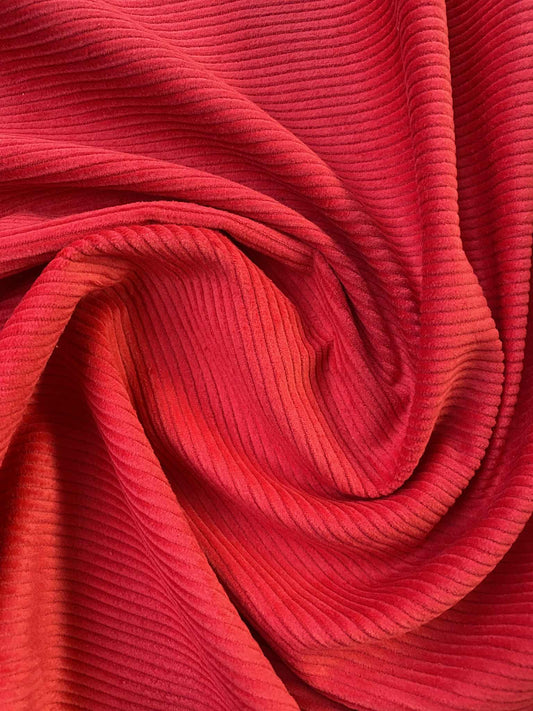 100% Cotton Corduroy - Red - 58"Wide - Sold By The Metre