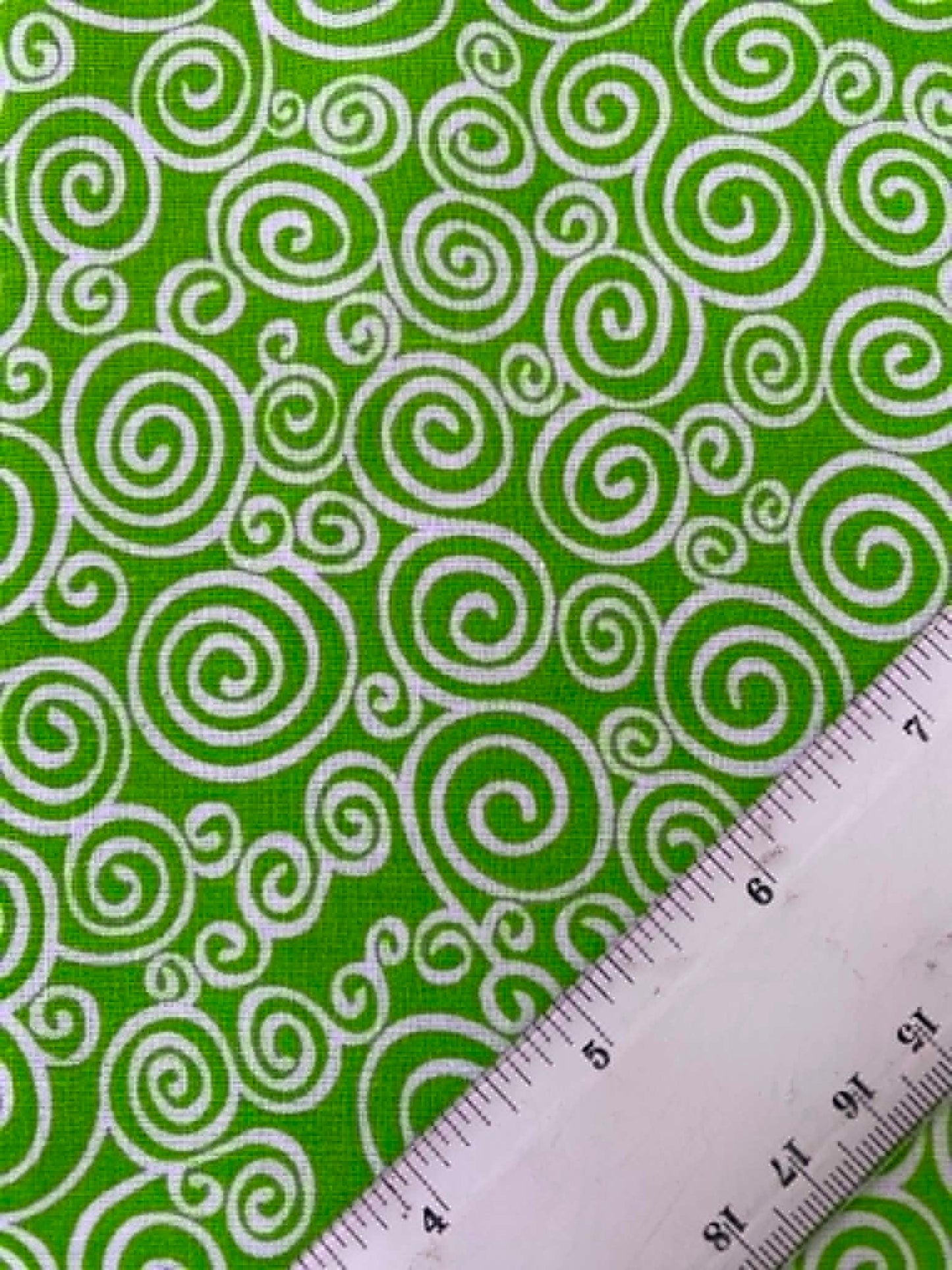 Lime and White Swirl Print 100% Cotton Fabric - 44/45" Wide - By The Metre