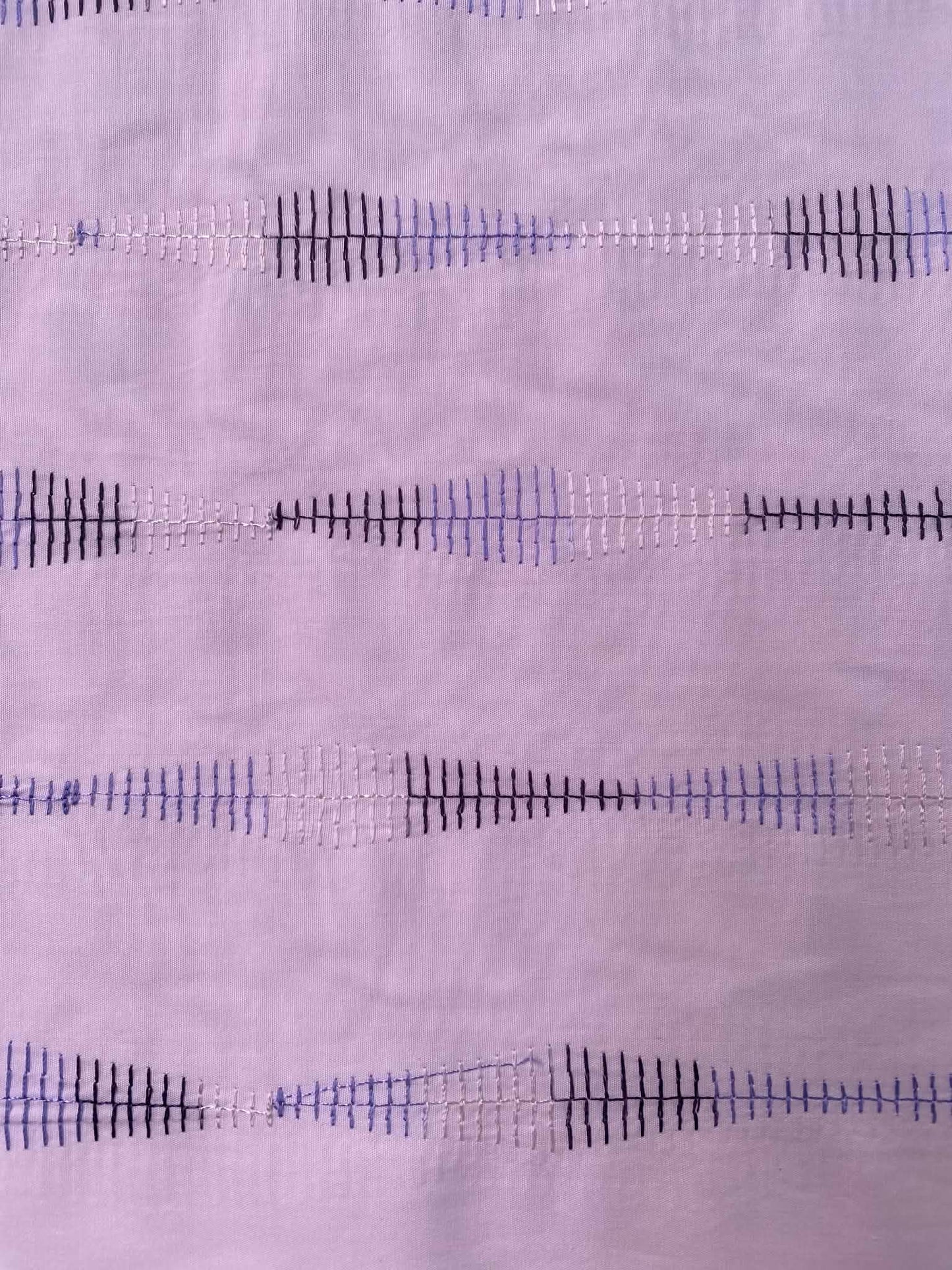 100% Cotton Embroidered Fabric – Blue & Black Wave Stripe – 58" (147cm) Wide