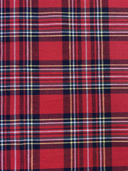 Heavy Cotton Tartan - Red/Yellow/Black/White - 63"Wide - Sold By The Metre