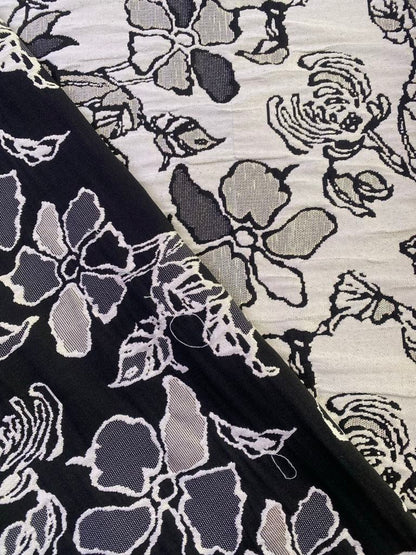 Brocade - Navy/Silver/Cream - 63" Wide - Sold By The Metre