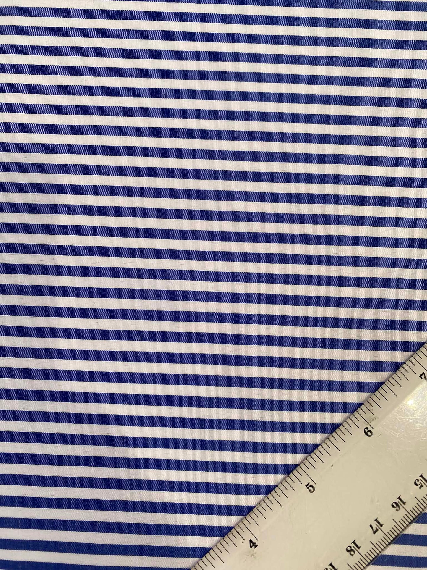 Poly Cotton - Blue/White - Colour Woven Shirting - 58"Wide - Sold By The Metre