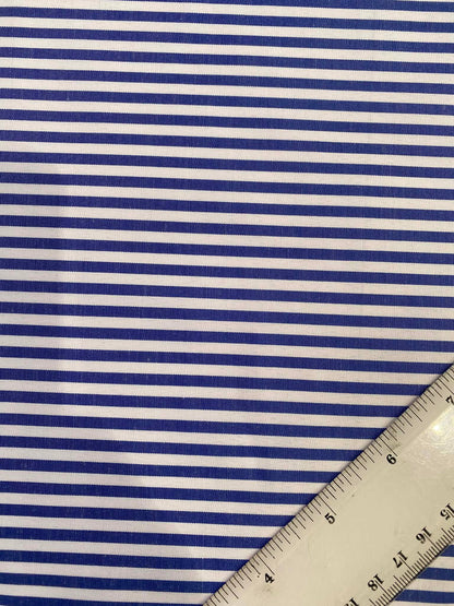 Poly Cotton - Blue/White - Colour Woven Shirting - 58"Wide - Sold By The Metre