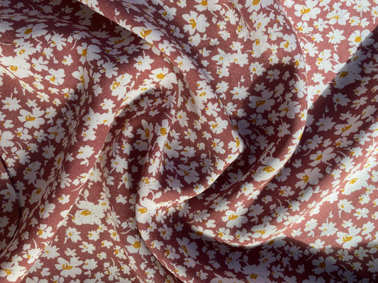 Viscose - Plum/White/Yellow - 57"Wide - Sold By The Metre