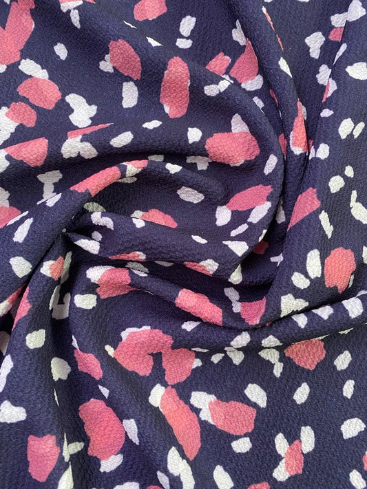 Crepe - Navy/White/Pink - 60" Wide - Sold By The Metre
