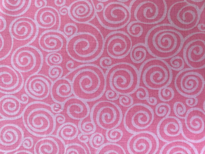 Pink and White Swirl Print 100% Cotton Fabric - 44/45" Wide - By The Metre