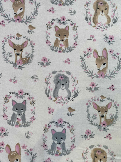 Brushed Cotton - Ivory/Grey/Brown/Pink - 42"Wide - Sold By The Metre