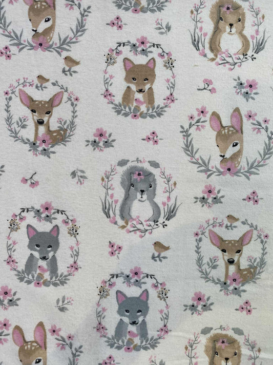 Brushed Cotton - Ivory/Grey/Brown/Pink - 42"Wide - Sold By The Metre