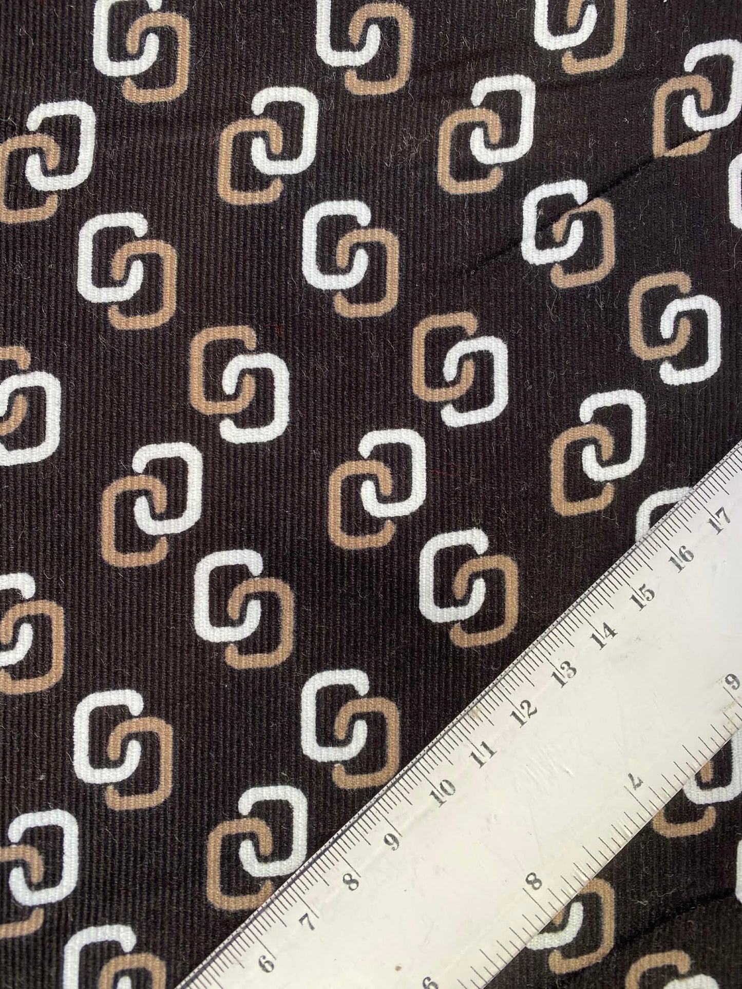 Printed Needlecord 100% Cotton - Black/Brown/White - 44"Wide - Sold By The Metre