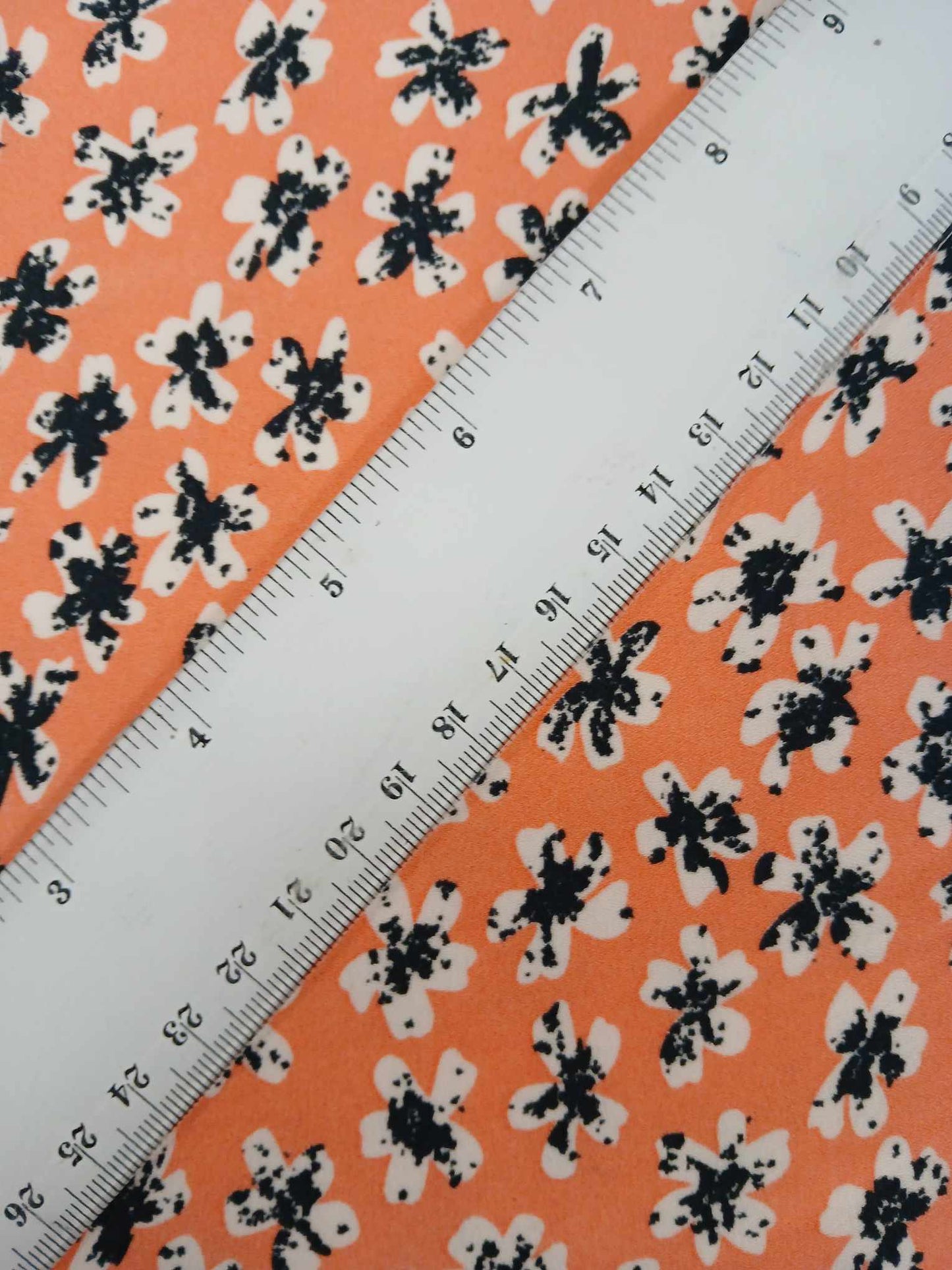 Chiffon - Peach/Black/Cream - 58" Wide - Sold By The Metre