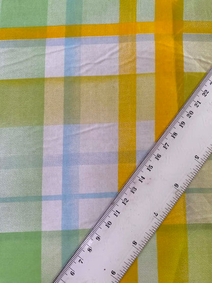 Yellow & Green Plaid Spanish Silk Fabric – 54" Wide (£3.99/m)